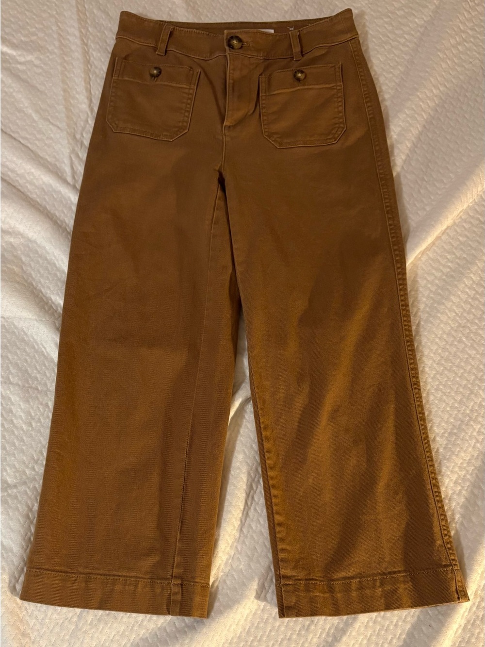 LOFT Palmer Wide-Leg Cropped Pants in Camel Brown (petite)